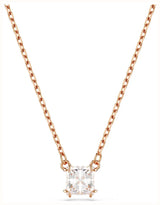 Swarovski Stilla Attract Pendant Necklace - Squar Cut, White, Rose-Gold Plated