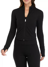 Calvin Klein Womens Performance Mock Neck Cropped Full Zip Jacket