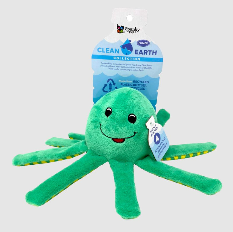 Spunky Pup Clean Earth Small Octopus Plush Dog Toy