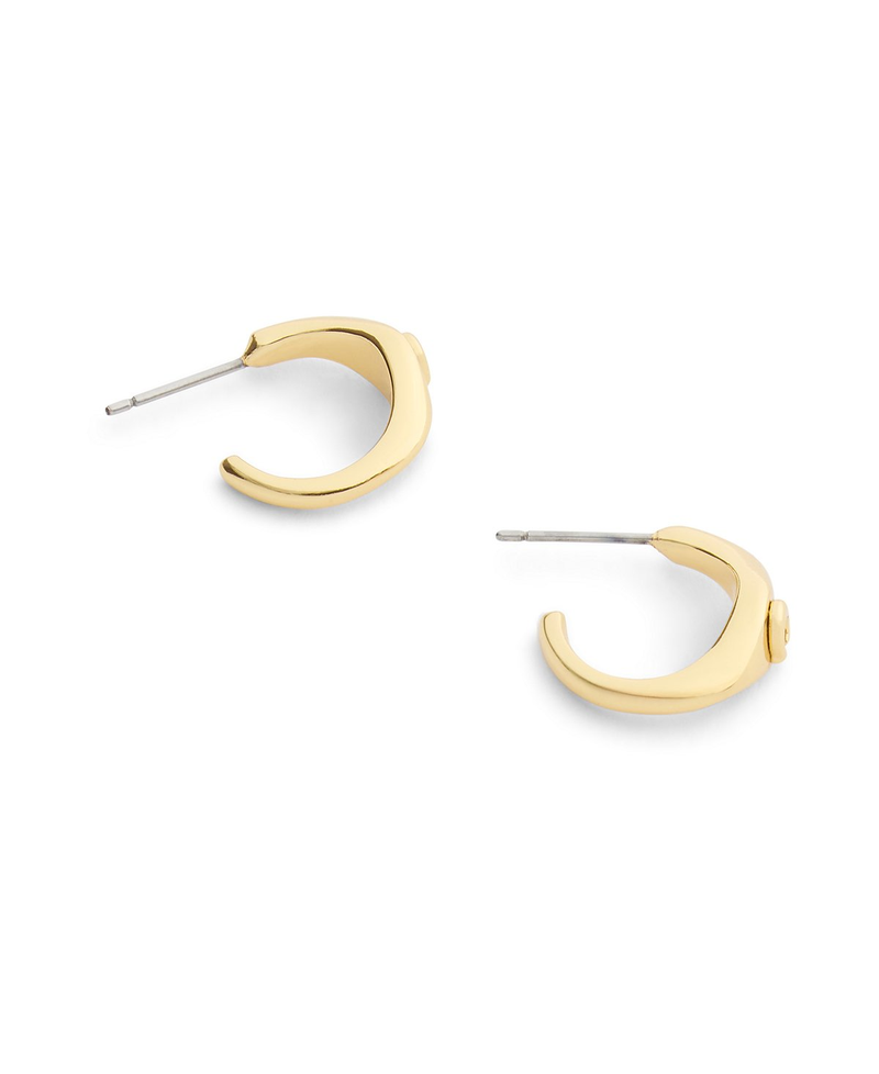 COACH Gold Signature Signet Huggie Earrings