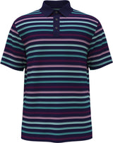 PGA Tour Mens All-Over Stripe Print Short Sleeve Polo Shirt