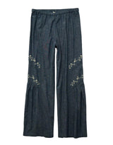 American Eagle Womens AE Stretch High-Waisted Embroidered Wide-Leg Pants