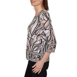 Alfred Dunner Womens Stained Glass Border Trim Top
