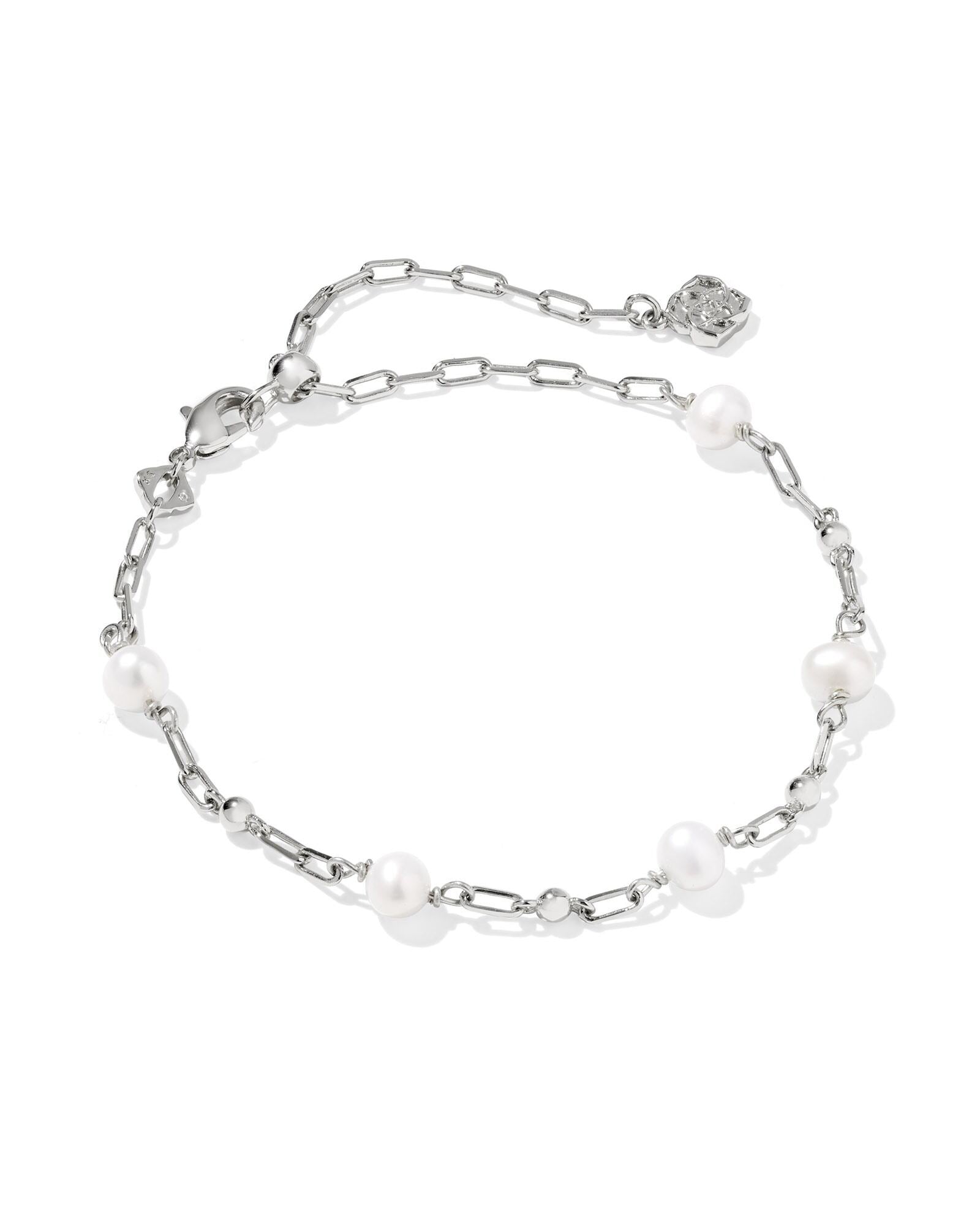 Kendra Scott Ashton Delicate Freshwater Pearl Silver Chain Bracelet