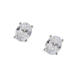 Nadri Modern Love Large Oval Cubic Zirconia Silver Stud Earrings