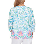 Ruby Road Womens Scroll Border Embellished Neck Top