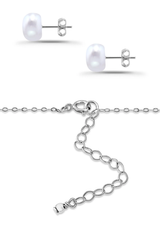 DesignsFMC Sterling Silver Freshwater Pearl Necklace & Earrings Set
