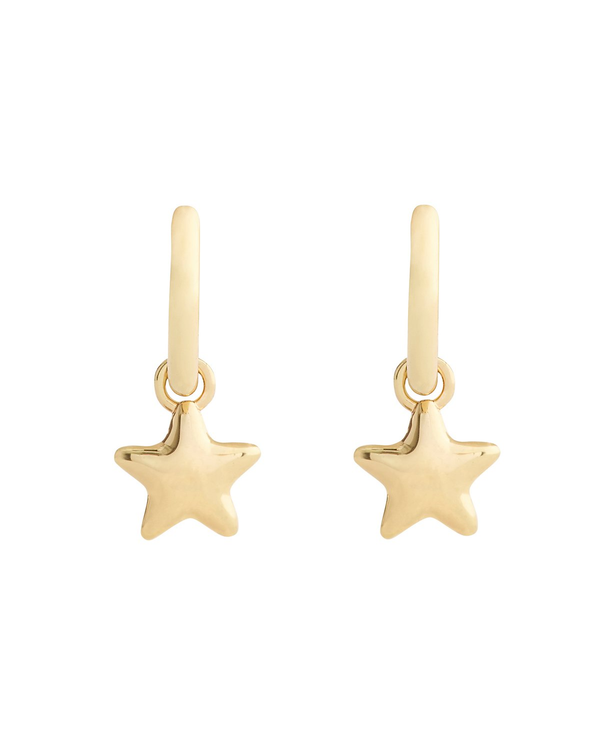 COACH Gold Star Huggie Drop Earrings