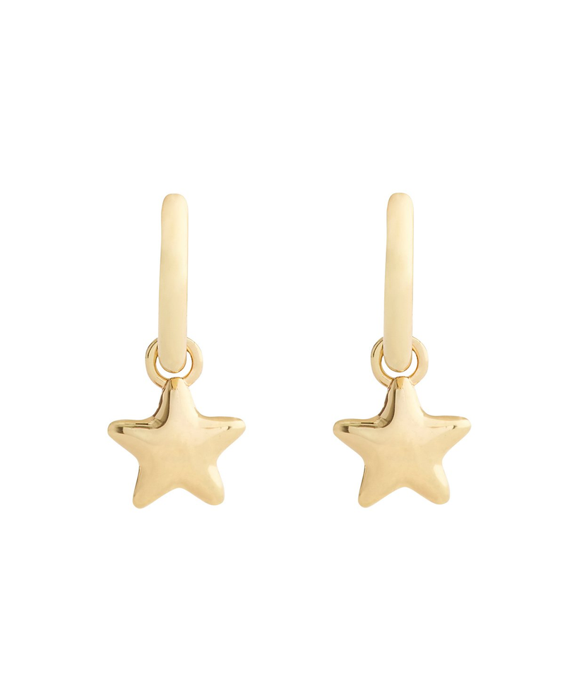 COACH Gold Star Huggie Drop Earrings