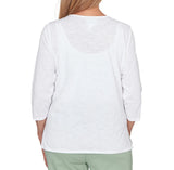 Ruby Rd. Womens Blooming Floral Embroidered Split Neck Top