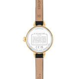 COACH Womens Iris Gold-Tone Black Leather Watch