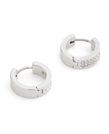 COACH Pavé C Silver Huggie Earrings