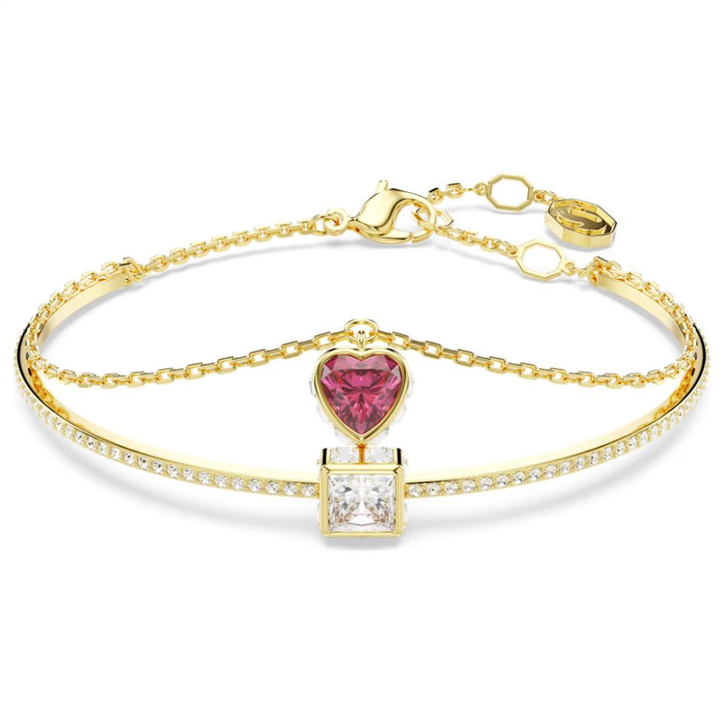 Swarovski Chroma Bangel Bracelet - Heart, Red, Gold-tone plated