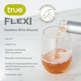 True Flexi 8 Oz Stemless Wine Cup - Set Of 2