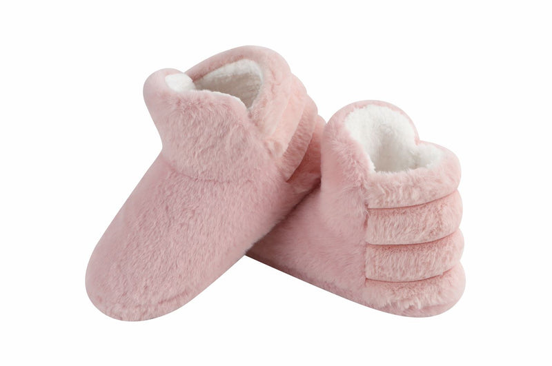 Snoozies Womens Pink Deluxe Bootie Slippers - Size Medium