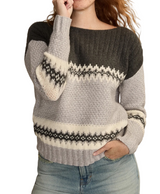 Lucky Brand Womens Fair Isle Boatneck Sweater