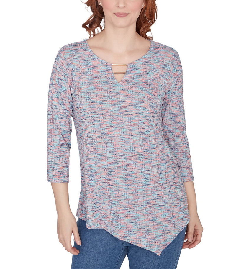 Ruby Rd. Womens Terracotta Spacedye Knit Top