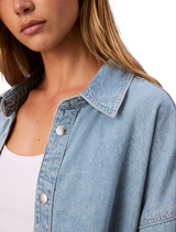 Calvin Klein Womens Denim Relaxed Button-Down Long Sleeve Shirt