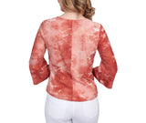 Ruby Rd. Womens Tie Dye Print 3/4 Sleeve Top