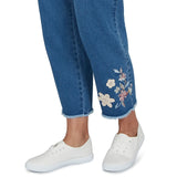Alfred Dunner Womens Floral Crochet Applique Ankle Jeans