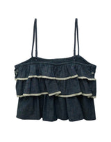 American Eagle Womens AE Embroidered Ruffle Cami Top