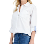 Nautica Womens Roll-Tab Button-Front Shirt