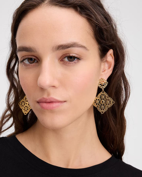 Kate Spade Spade Flower Lace Drop Earrings - Gold