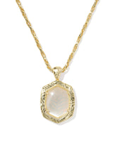 Kendra Scott Tiger Striped Daphne Gold Small Long Pendant Necklace - Mother Of Pearl