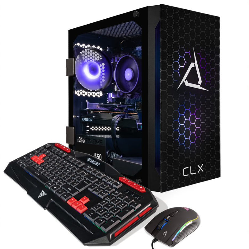 CLX SET Gaming Desktop - AMD Ryzen 5 5600 3.5GHz 6-Core Processor, 16GB DDR4 Memory, Radeon RX 6600 8GB GDDR6 Graphics, 500GB M.2 NVMe SSD, 2TB HDD, WiFi, Black CLX Edition Spear MicroATX Tower RGB Fans, Windows 11 Home 64-bit