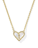 Kendra Scott Heart Letter I Gold Ivory Mother of Pearl Short Pendant Necklace