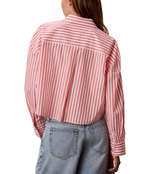 Calvin Klein Womens Cotton Poplin Cropped Boxy Button-Down Shirt