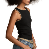 Lucky Brand Womens Crochet Trim Tank Top