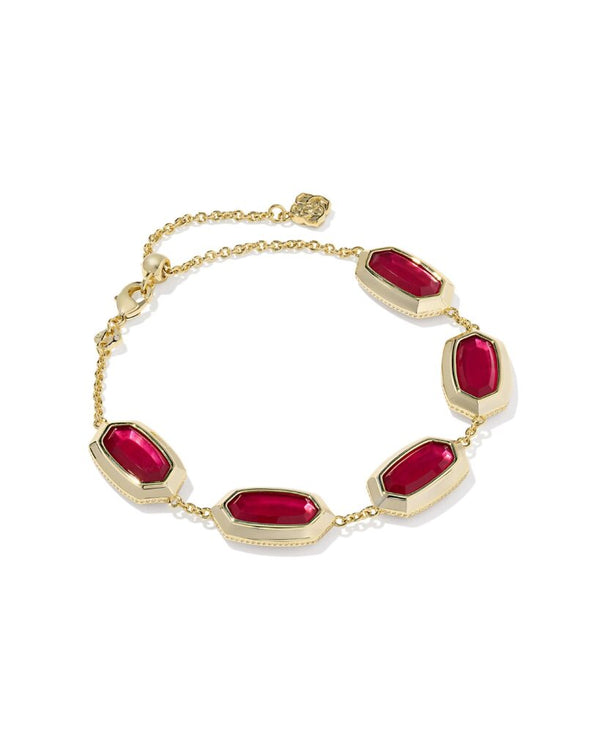 Kendra Scott Elaina Bezel Gold Delicate Chain Bracelet - Carmine Red Illusion