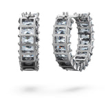 Swarovski Matrix Hoop Earrings - Baguette cut, Gray, Ruthenium plated