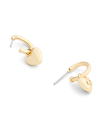 COACH Signature Gold Heart Charm Hoop Earrings