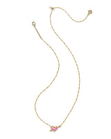 Kendra Scott Pink Opalescent Ari Heart Arrow Short Pendant Necklace - Gold Plated