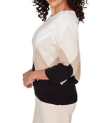 Ruby Rd. Womens Argyle Ribbed Jewel Neck Sweater