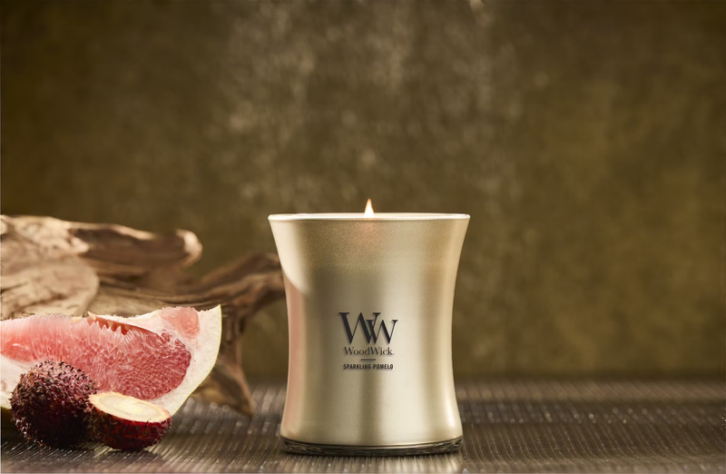 WoodWick Medium Hourglass Precious Metals Candle - Sparkling Pomelo