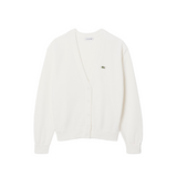 Lacoste Womens V-Neck Moss Stitch Cotton Cardigan