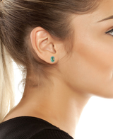 Kurt Geiger Green Crystal Eagle Square Stud Earrings