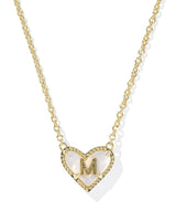 Kendra Scott Heart Letter M Gold Ivory Mother of Pearl Short Pendant Necklace