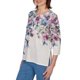Alfred Dunner Womens Falling Roses Knit Top