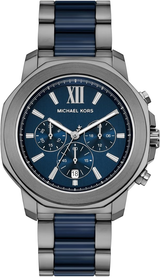 Michael Kors Mens Prescott Chronograph Blue Ceramic & Gunmetal Stainless Steel Watch