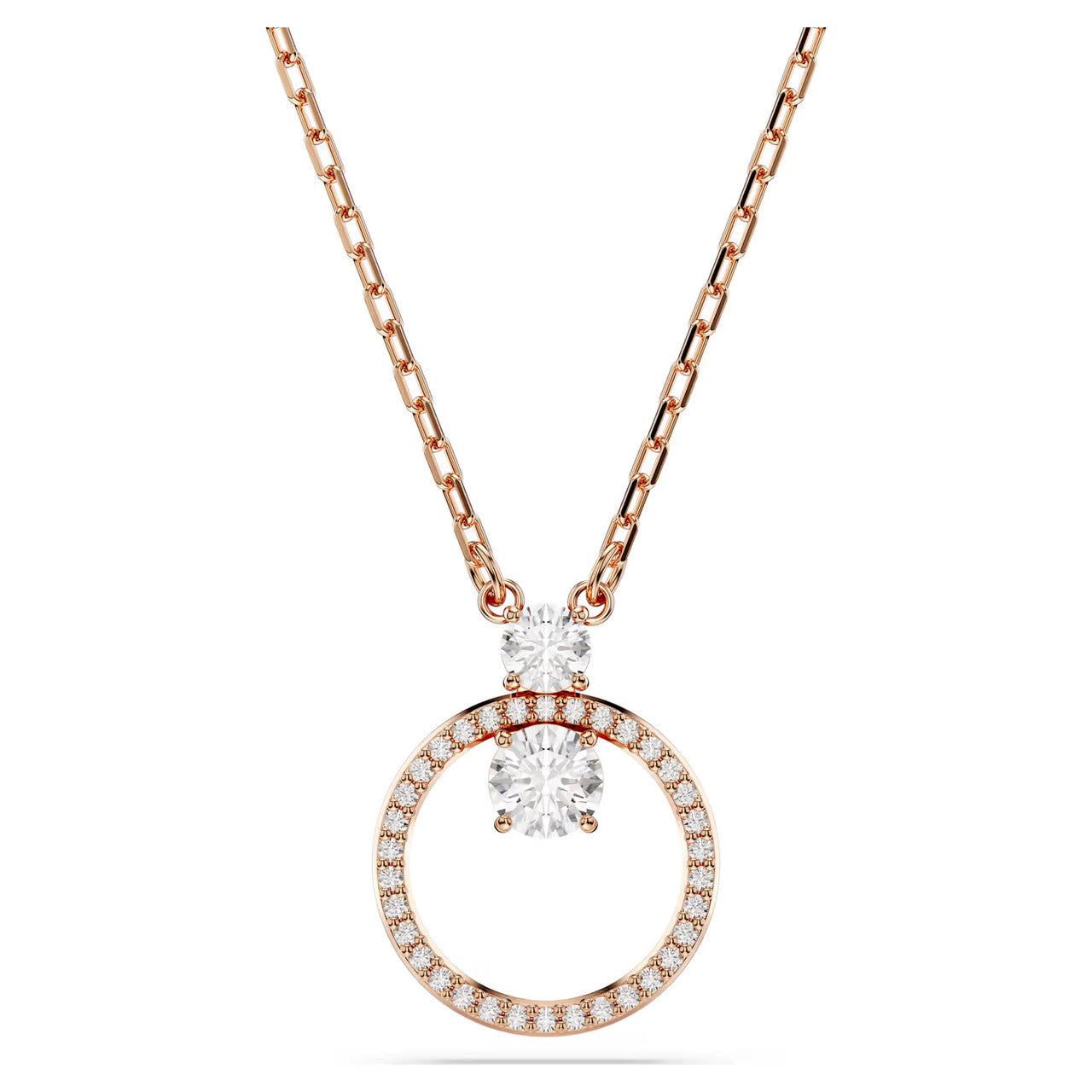 Swarovski Constella Pendant Necklace - Round Cut, White, Rose Gold-Tone Plated