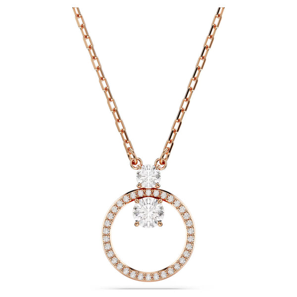 Swarovski Constella Pendant Necklace - Round Cut, White, Rose Gold-Tone Plated