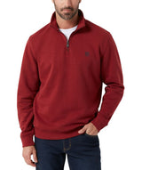 Chaps Mens Everday Cotton Fleece Lines Quarter Zip Sweater