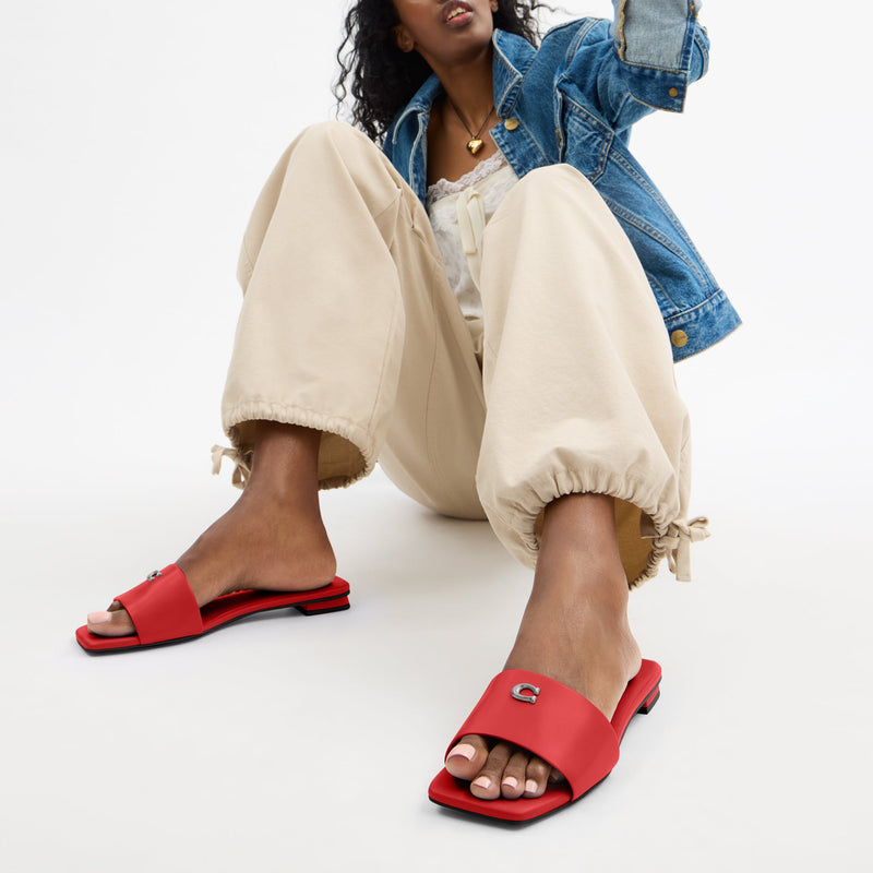 Coach Womens Sculpted C Flat Sandals