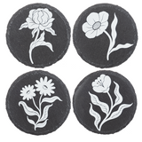 Ganz Black & White Fleur Coaster Set - 4-Piece