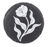 Ganz Black & White Fleur Coaster Set - 4-Piece