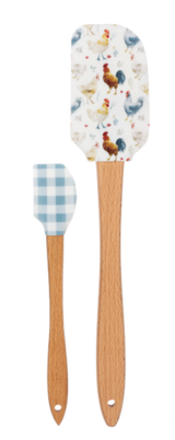 Ganz Watercolor Chicken & Gingham Spatula Set - 2-Piece